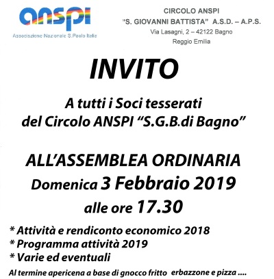 Assemblea dei soci del circolo ANSPI di Bagno