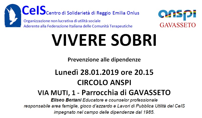 Incontro a Gavasseto per affrontare il tema delle dipendenze