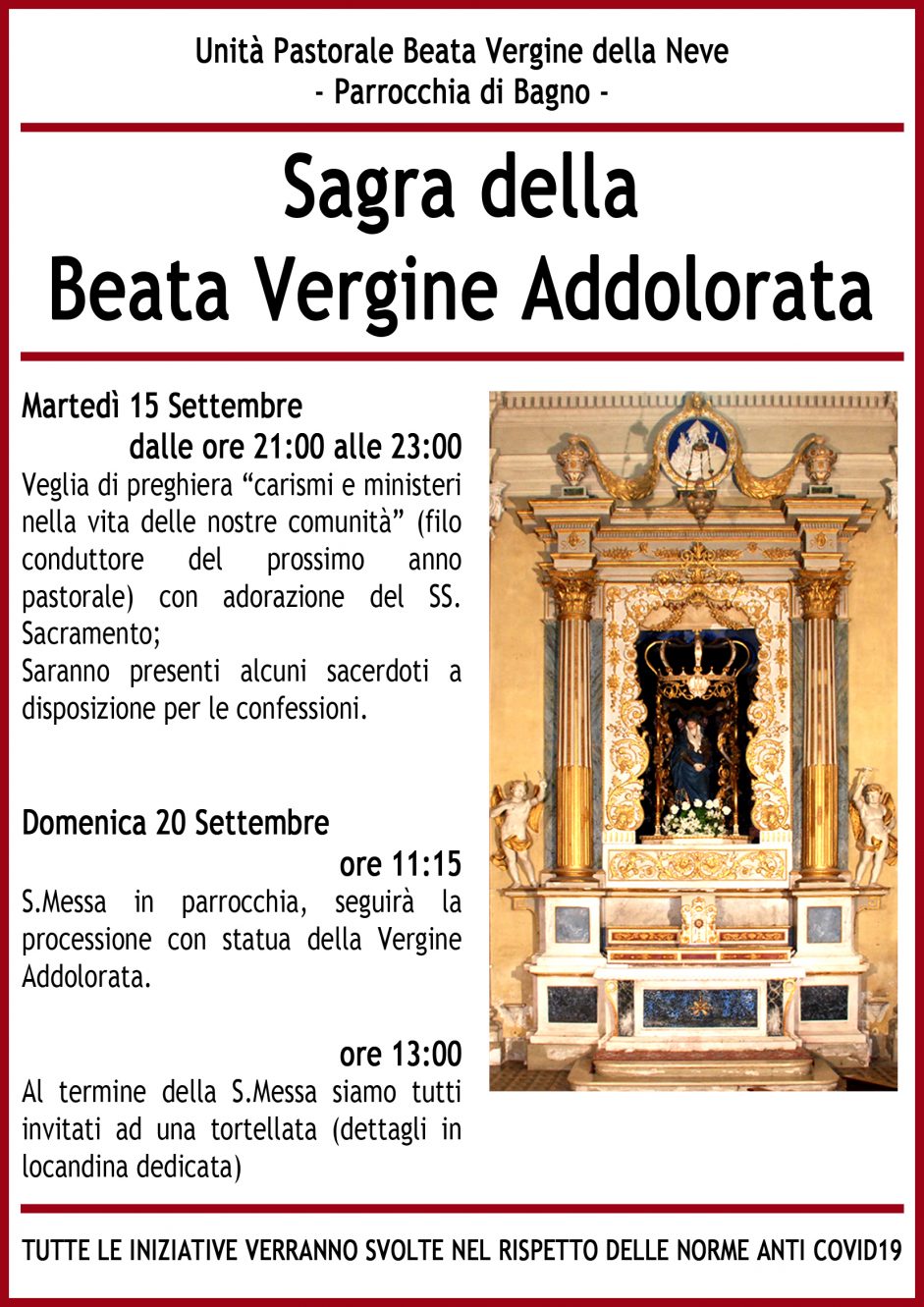 Sagra della Beata Vergine Addolorata, Bagno