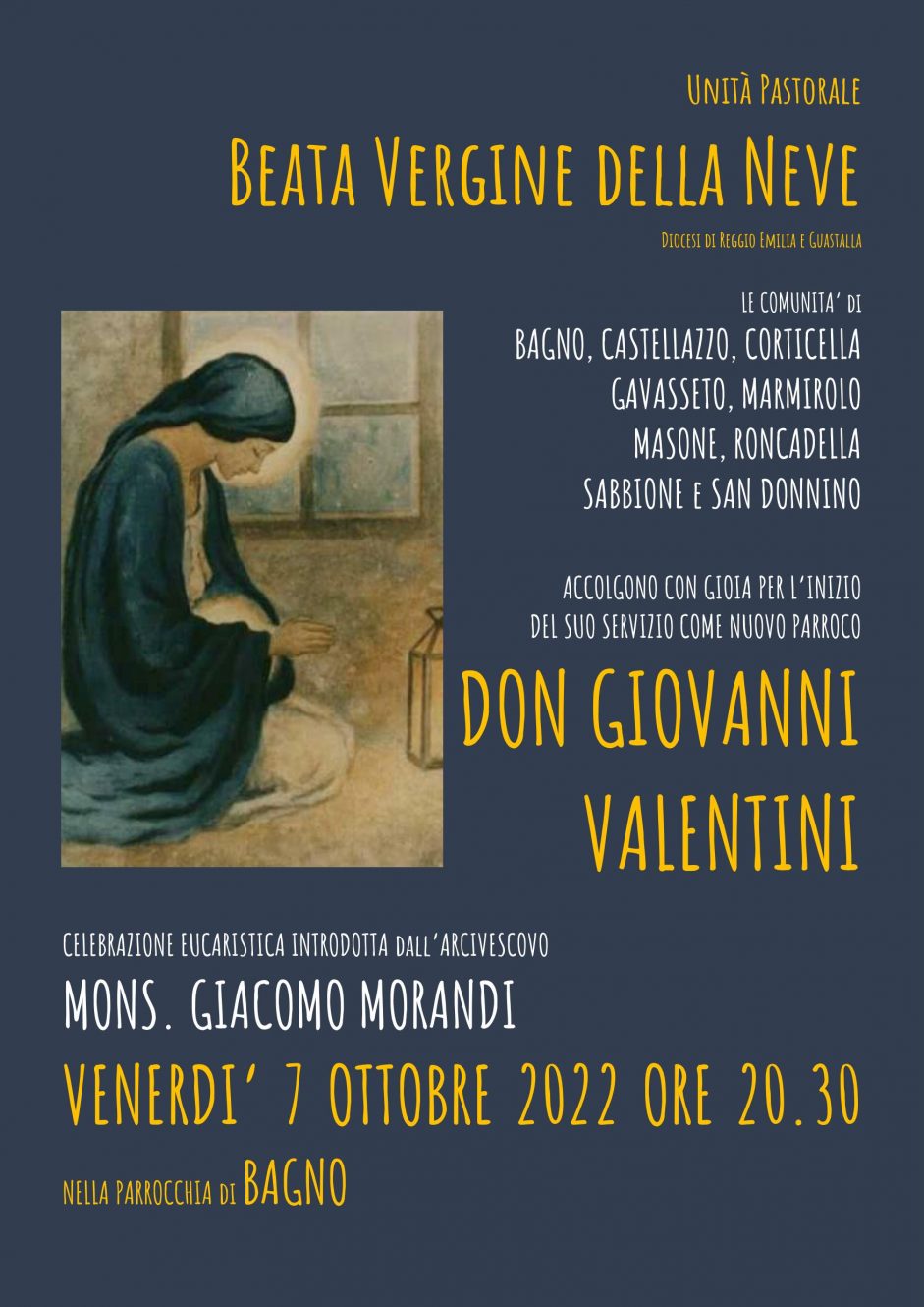 venerdì 7 ottobre: ingresso del nuovo parroco don Giovanni